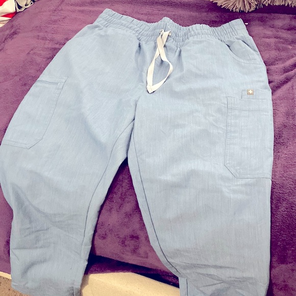 Figs Pants - Petite heather indigo high wasted yola